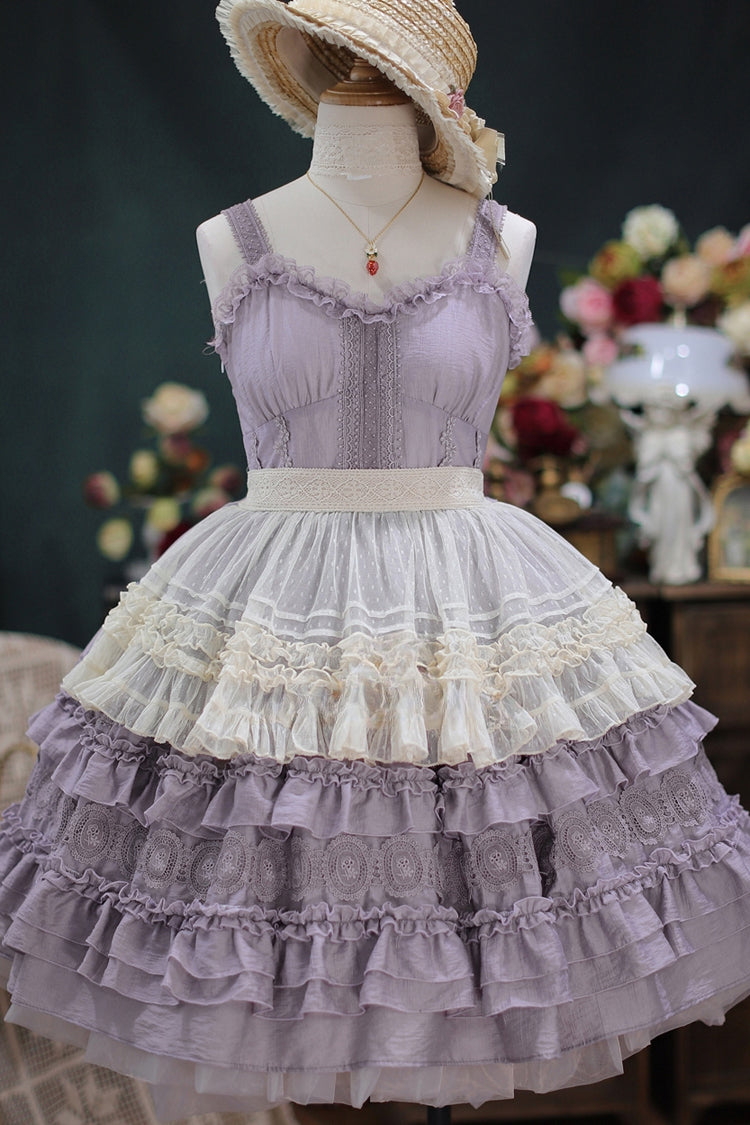 Dream Bouquet Elegant French Ruffle Sweet Lolita JSK Tiered Dress 4 Colors