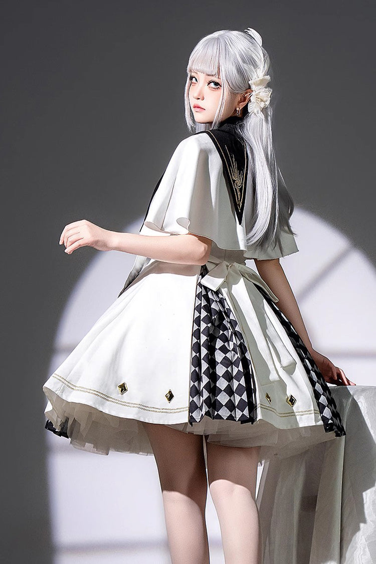White Eye of Truth Magic Academy Diamond Print Stitching Gothic Lolita Jsk Dress