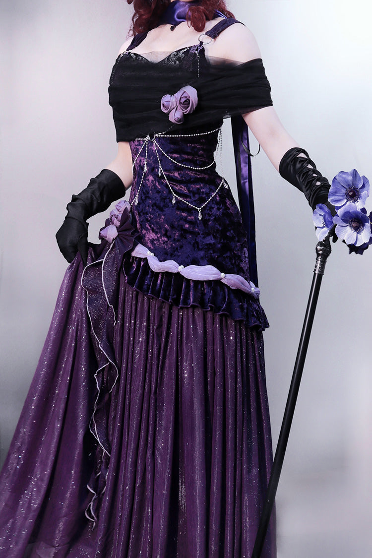 Purple Madame Butterfly Ruffle Bowknot Lace Sweet Elegant Gorgeous Lolita Jsk Dress