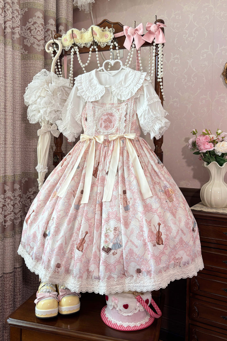 Sweetheart Party Sleeveless Printed Ruffled Embroidered Lace Sweet Lolita Jsk Dress 3 Colors