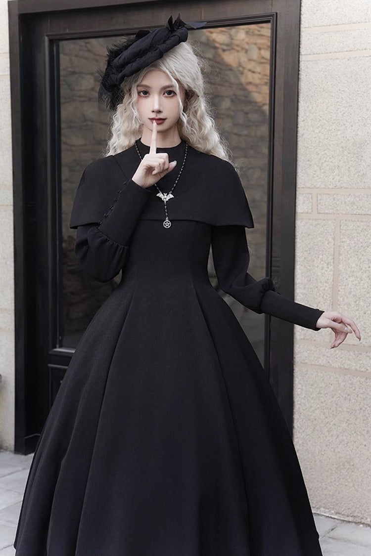 Black Thirteenth Evening Long Sleeves Slim Gothic Elegant Lolita Dress