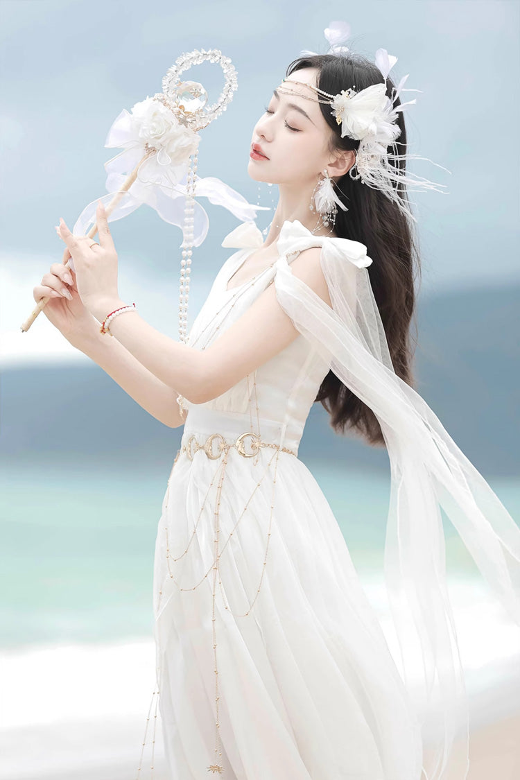 White Messenger of God Greek Style Sleeveless Ruffle Elegant Lolita Jsk Dress