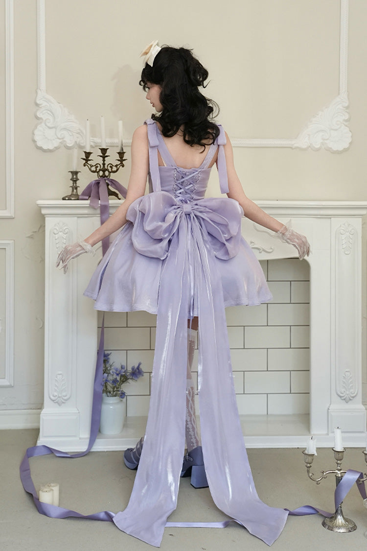 Purple Foamy Sea Sleeveless Ruffle Bowknot Fishbone Sweet Lolita Jsk Dress