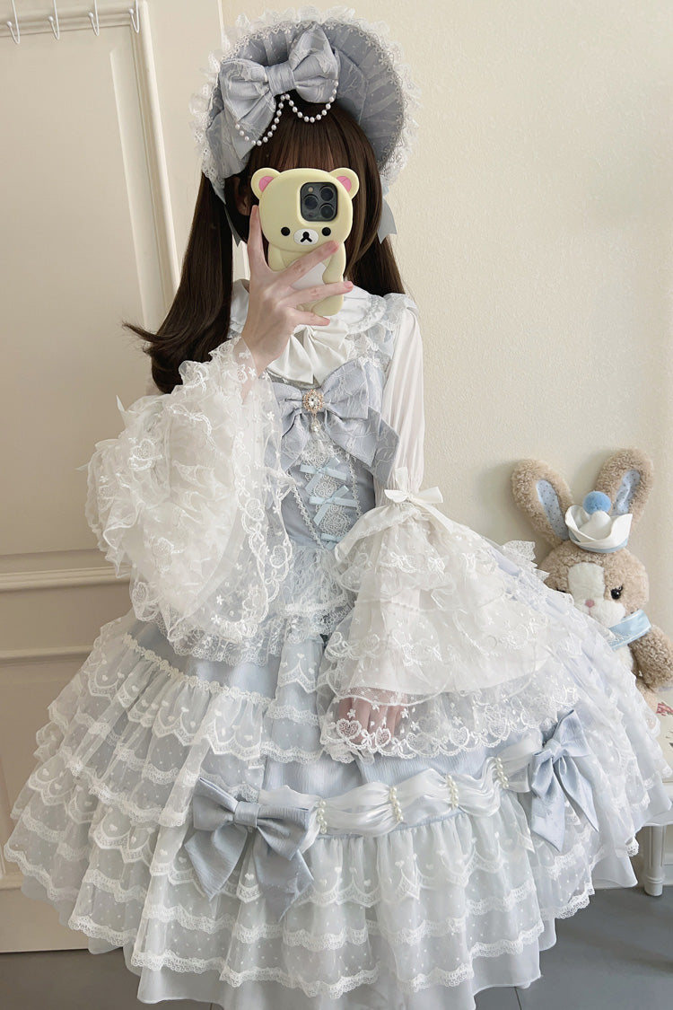 Blue Dream Prologue Doll Multi-Layered Bowknot Lace Sweet Princess Lolita Dress