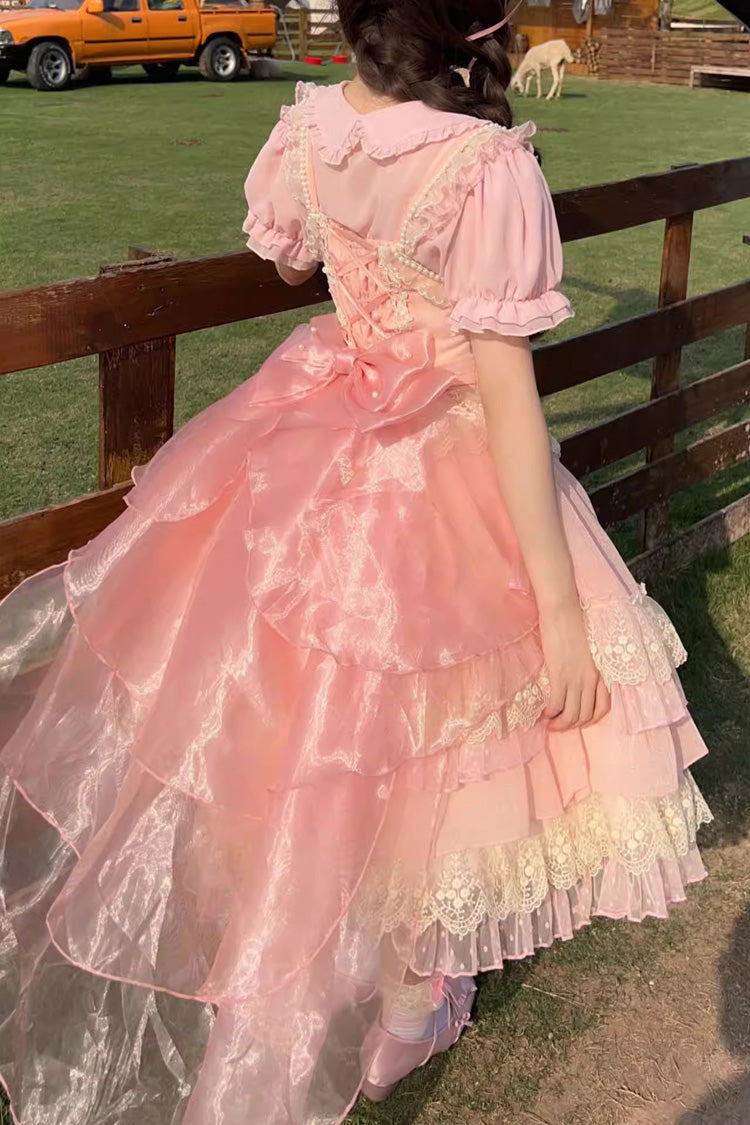 Pink Multi-layer Annie's Tea Party Ruffle Hanayome Sweet Lolita Jsk Dress