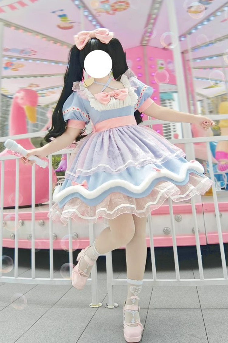 Sweetheart Bobo Magical Girl Short Sleeves Ruffle Bowknot Sweet Lolita Dress 3 Colors