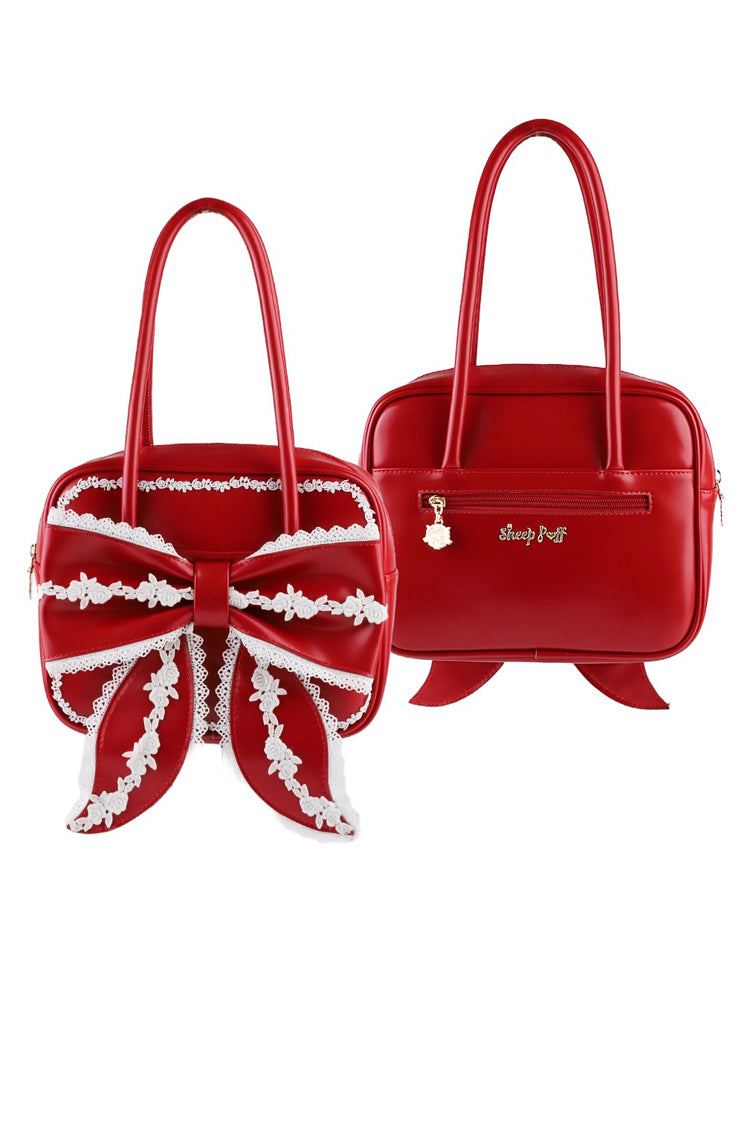 Sweet Bowknot Lace Zipper Japanese Lolita Handbag 3 Colors