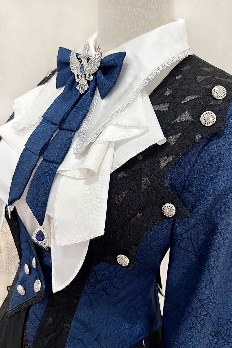 Blue Chris Son of Evil Long Sleeves Irregular Prince Handsome Ouji Lolita Coat