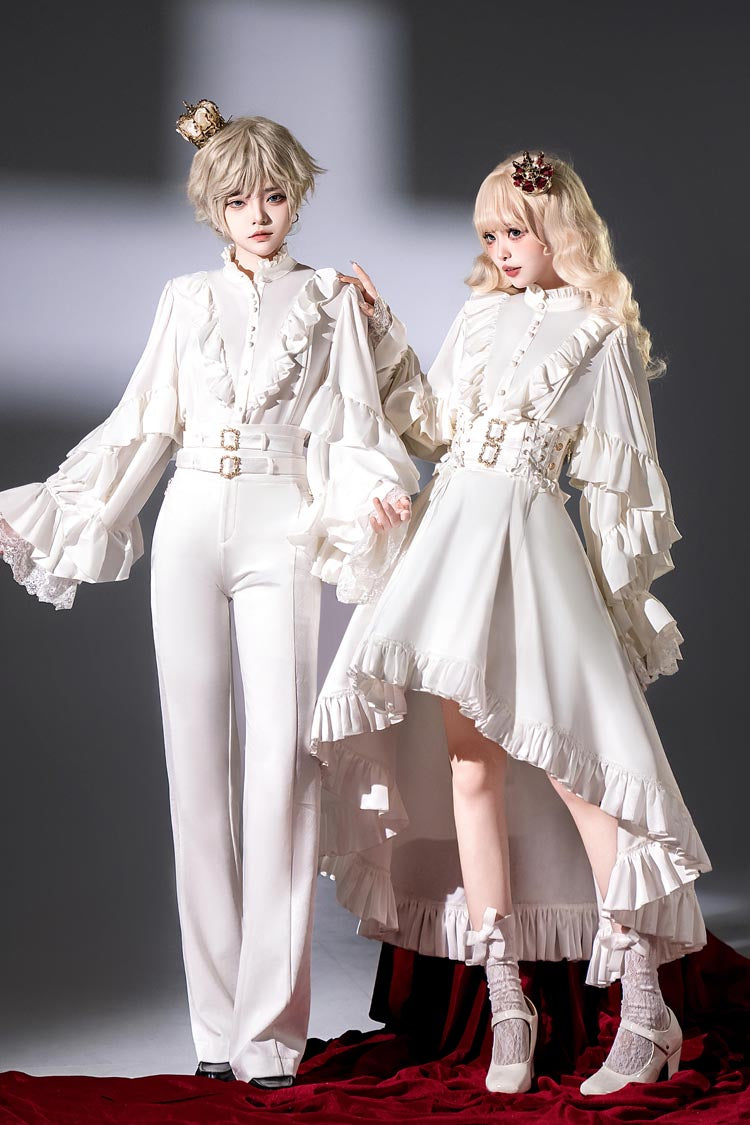 White Day and Night Song Long Sleeves Ruffle Ouji Gothic Lolita Skirt Pants