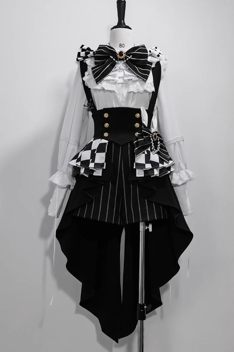 Black/White Rabbit Theater Checkerboard Print Ouji Lolita Girdle