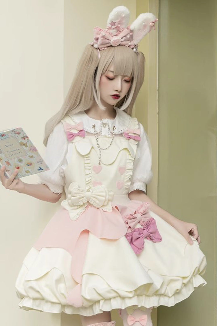 Pink/White Milk Fufu Sleeveless Ruffle Bowknot Sweet Lolita Jsk Dress