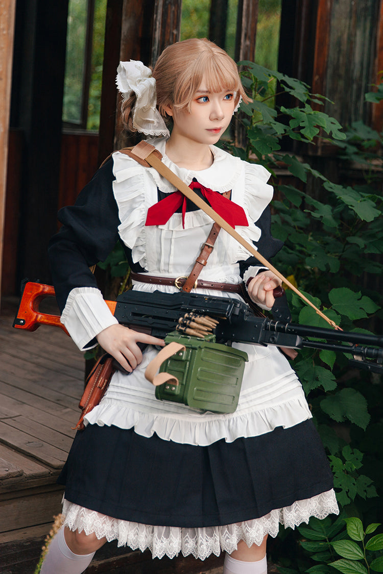 Violent Maid Long Puff Sleeves Bowknot Classic Vintage Lolita Dress 2 Colors