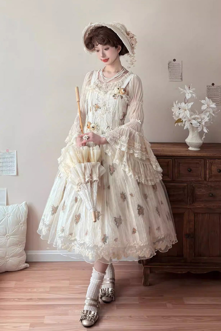 Apricot Chloris Printed Embroidered Lace Sweet Lolita Jsk Dress