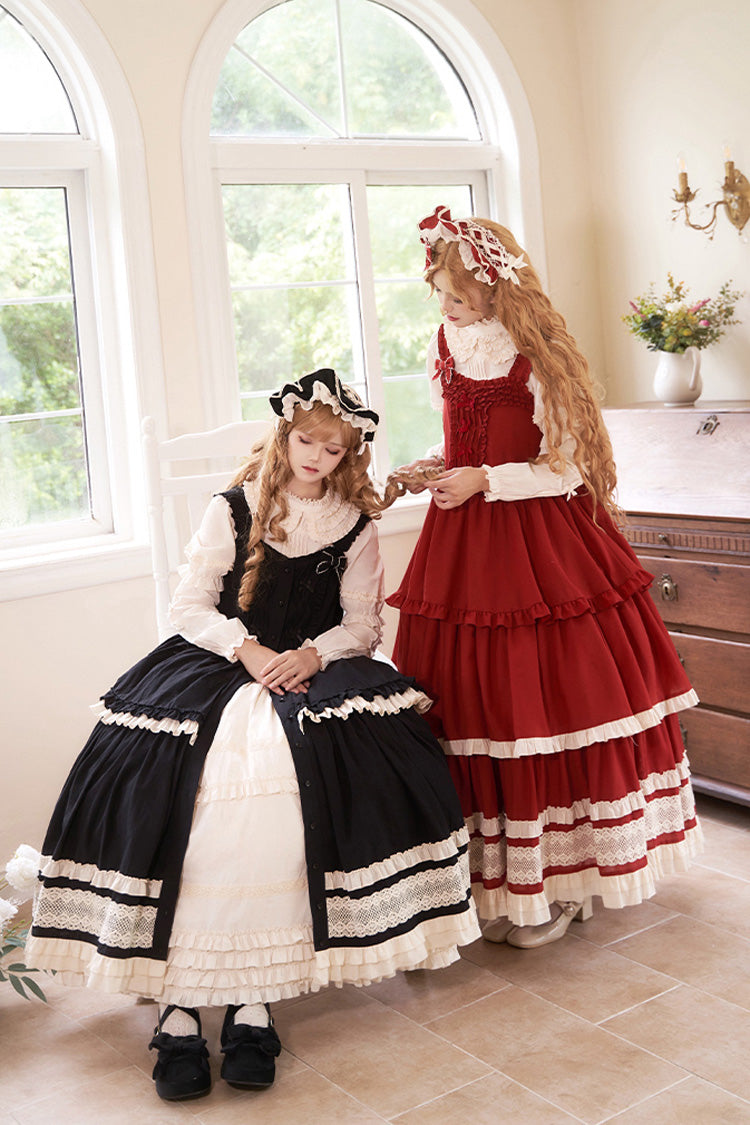 Black Lily Multi-Layered Ruffle Lace Classic Elegant Lolita Jsk Dress