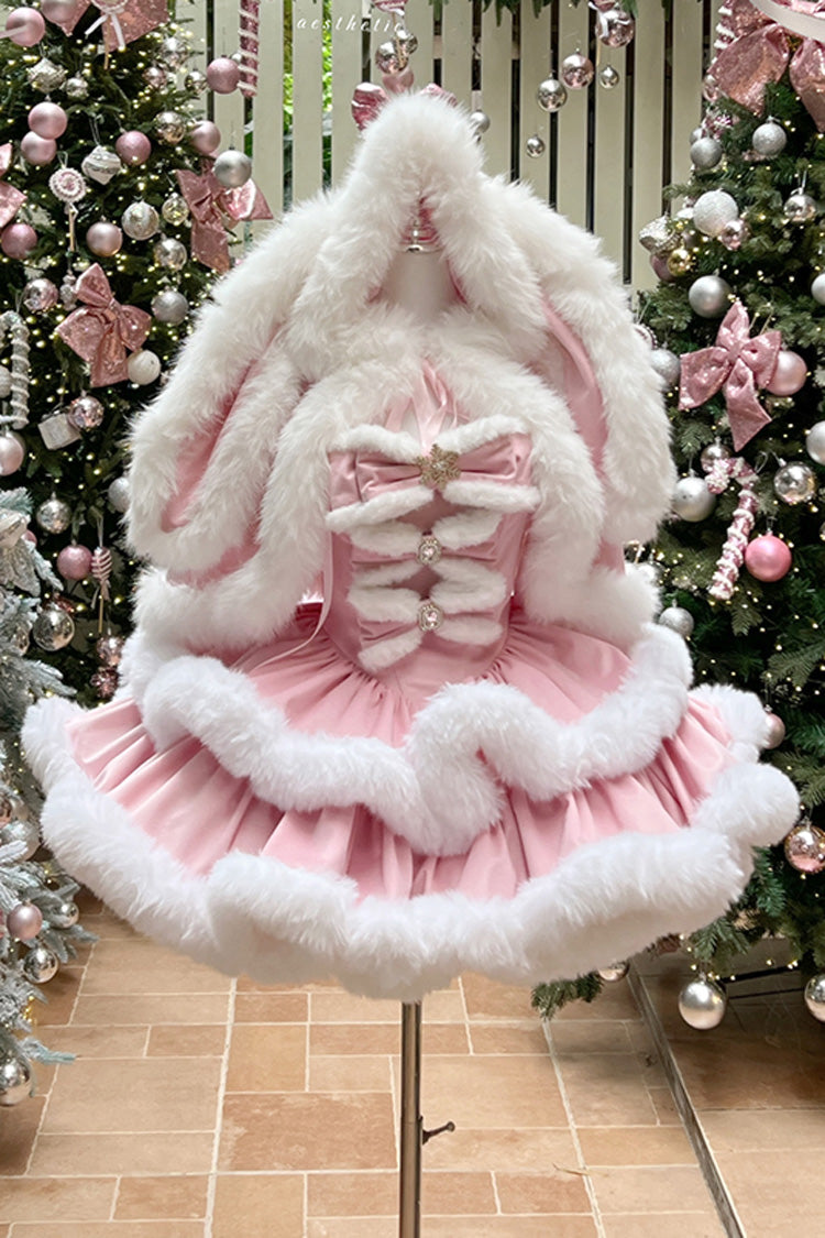 Pink Holiday Double-Layered Bowknot Sweet Princess Lolita Strapless Dress