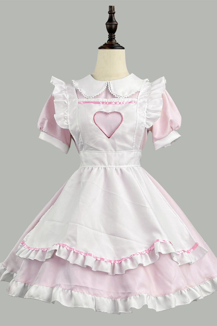 Sweetheart Rabbit Maid Short Sleeves Ruffle Hollow Plus Size Sweet Lolita Dress 2 Colors