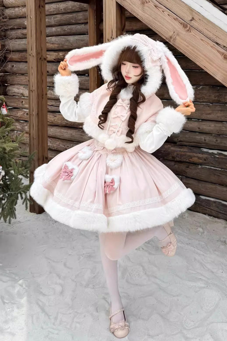 Sweet Dream Bunny Furry Bowknot Sweet Lolita Dress 2 Colors and 2 Versions