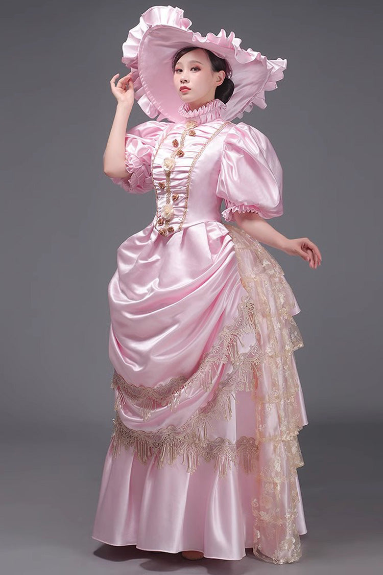 European Style Long Sleeves Multi-layer Ruffle Classic Elegant Princess Victorian Dress 3 Colors