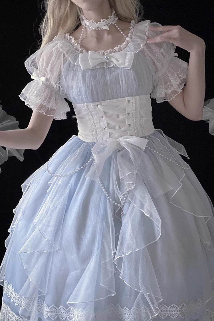 Blue Short Sleeves Ruffle Hanayome Sweet Mermaid Princess Lolita Dress