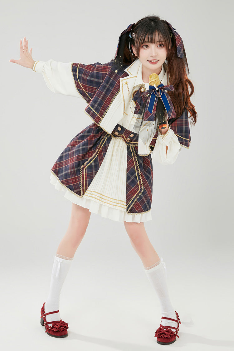 Little Idol Multi-Color Plaid Print Ruffle Sweet Lolita Skirt