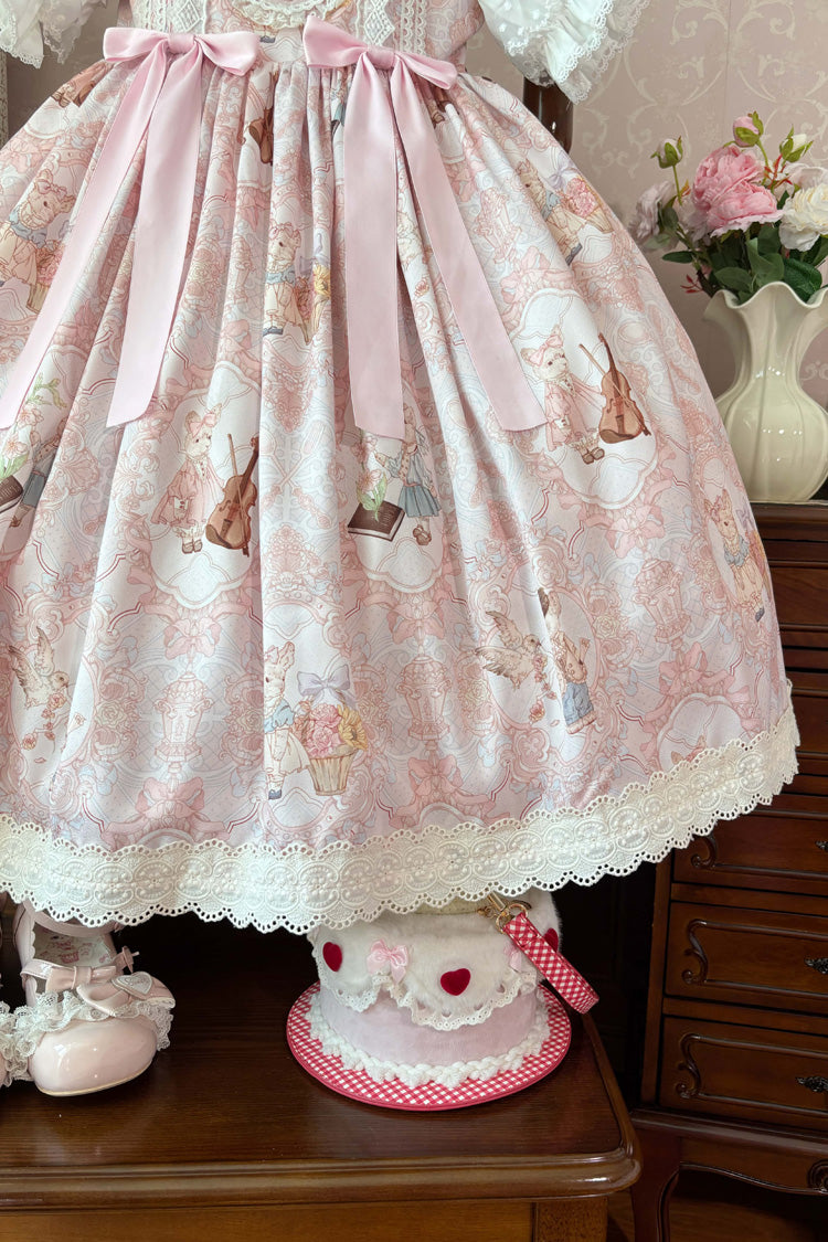 Sweetheart Party Sleeveless Printed Ruffled Embroidered Lace Sweet Lolita Jsk Dress 3 Colors