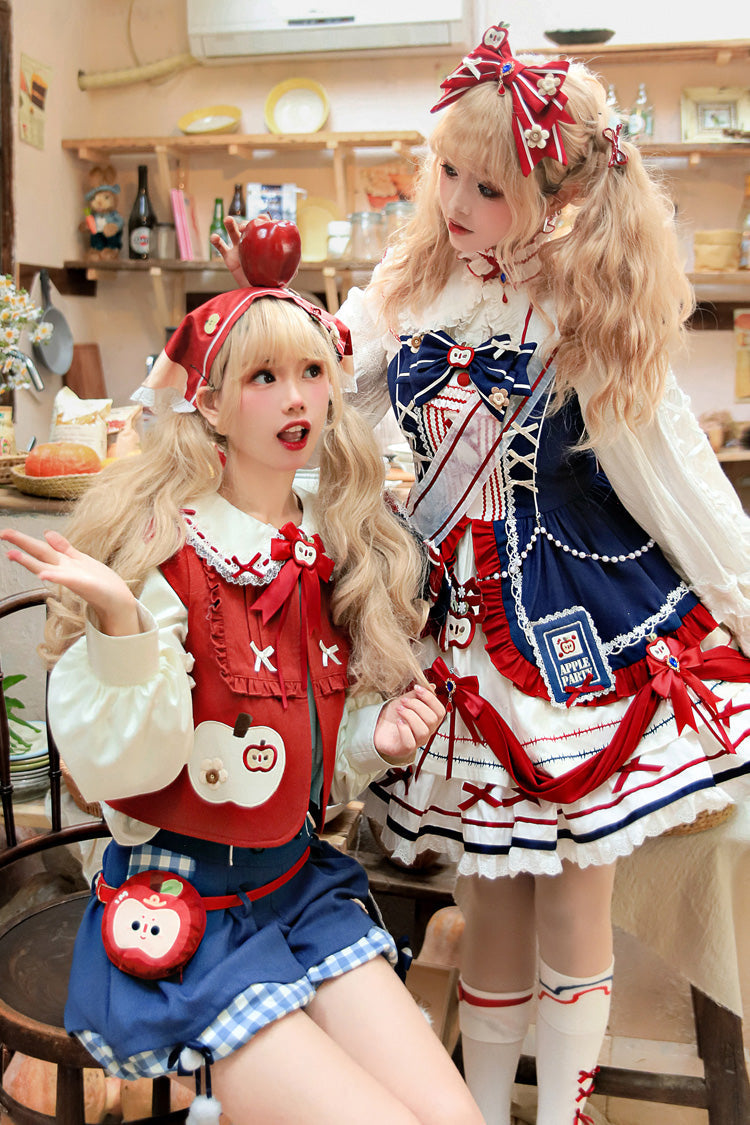 Multi-Color Witch Gina Long Sleeves Print Bowknot Ouji Sweet Lolita Vest Shorts Set