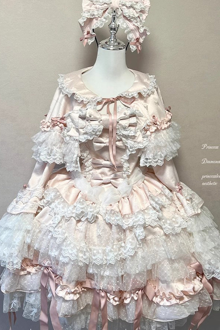 Girl Doll Multi-Layered Ruffle Bowknot Lace Sweet Princess Lolita Jsk Dress