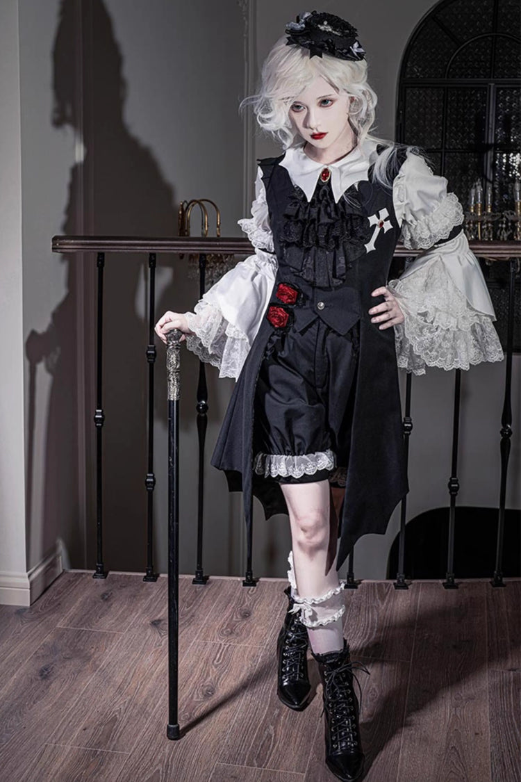 Black Night Rose Sleeveless Ouji Prince Handsome Lolita Vest