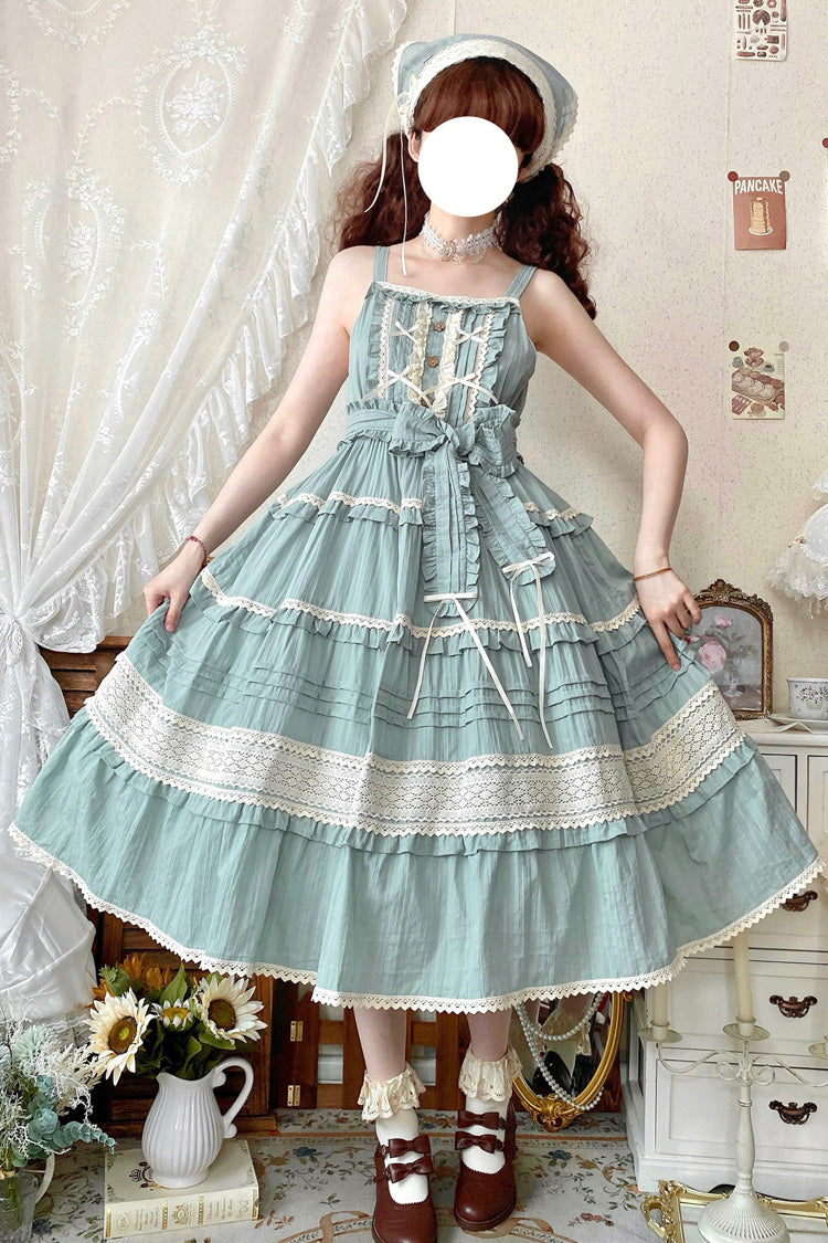 Summer Flower Tea Ruffle Bowknot Lace Sweet Lolita Jsk Dress 6 Colors