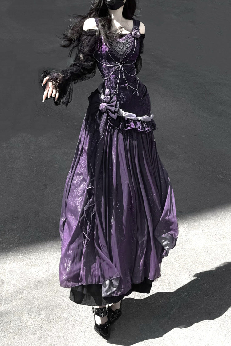 Purple Madame Butterfly Ruffle Bowknot Lace Sweet Elegant Gorgeous Lolita Jsk Dress