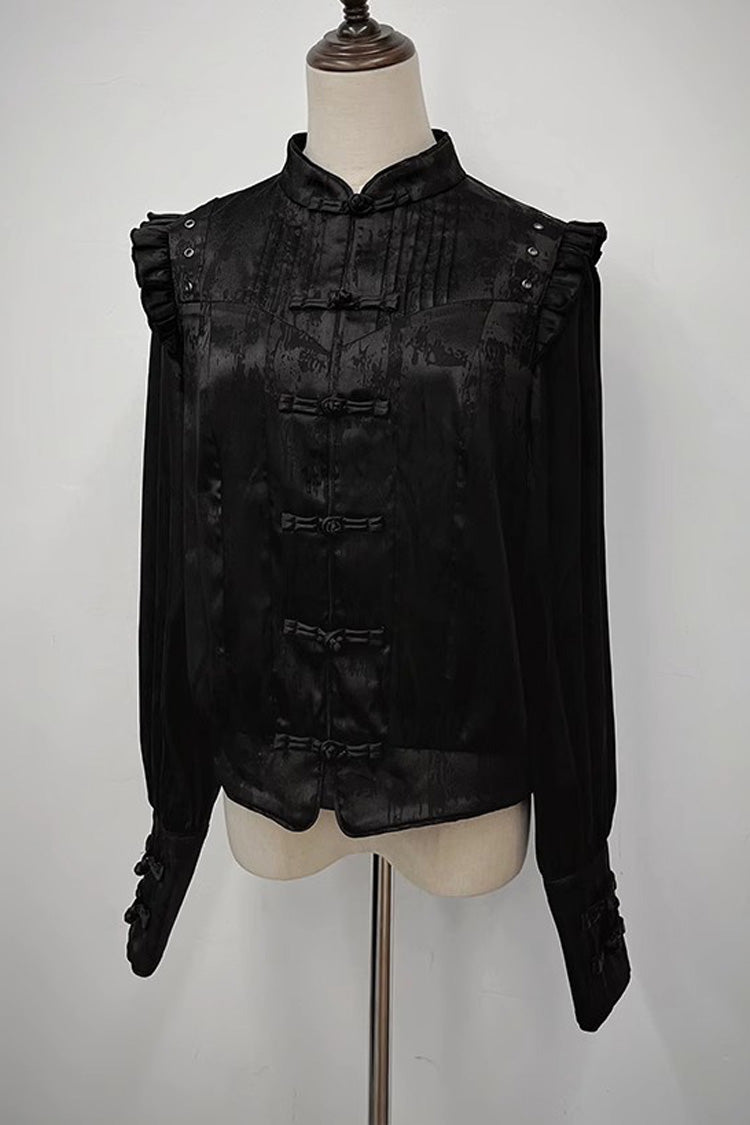 Bone Dragon Stand Collar Long Sleeves Ruffle Embroidery Ouji Fashion Classic Lolita Blouse 3 Colors