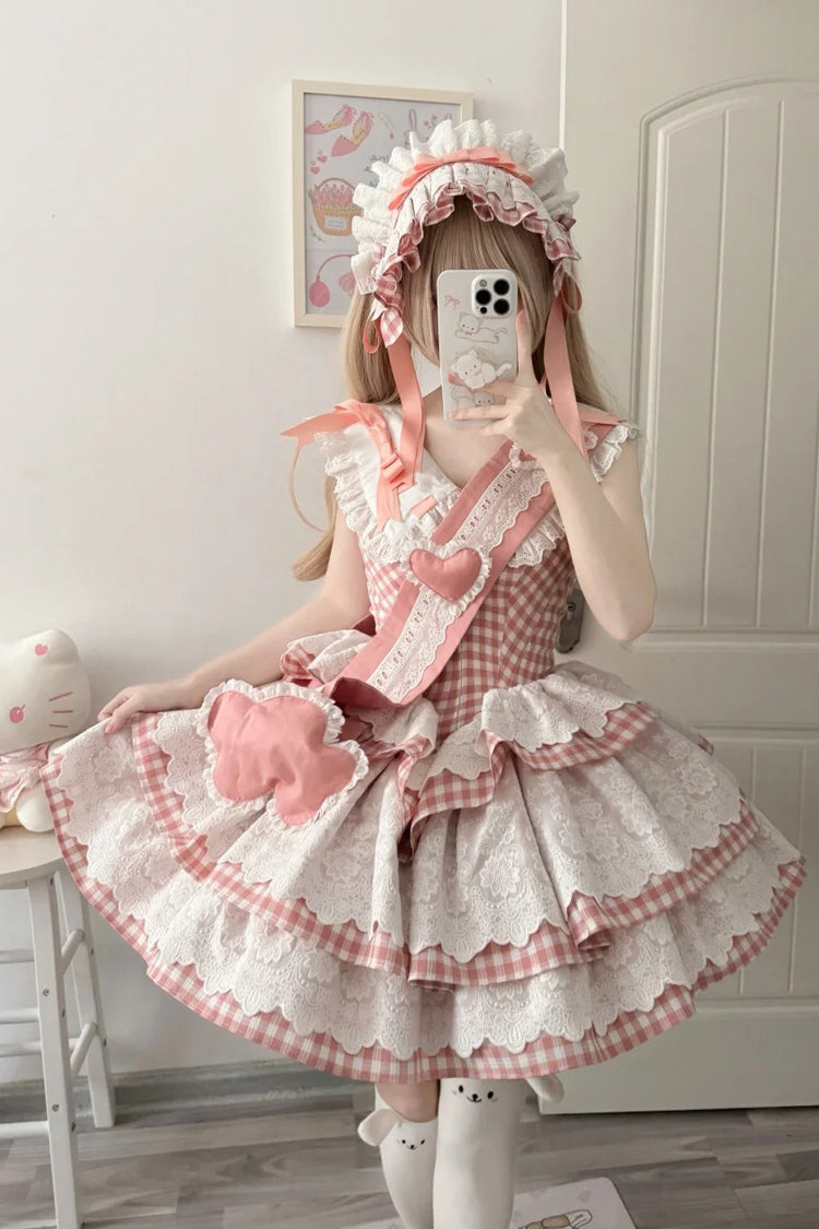 Pink Star Grant Angel Triple-Layered Print Ruffle Sweet Lolita Dress