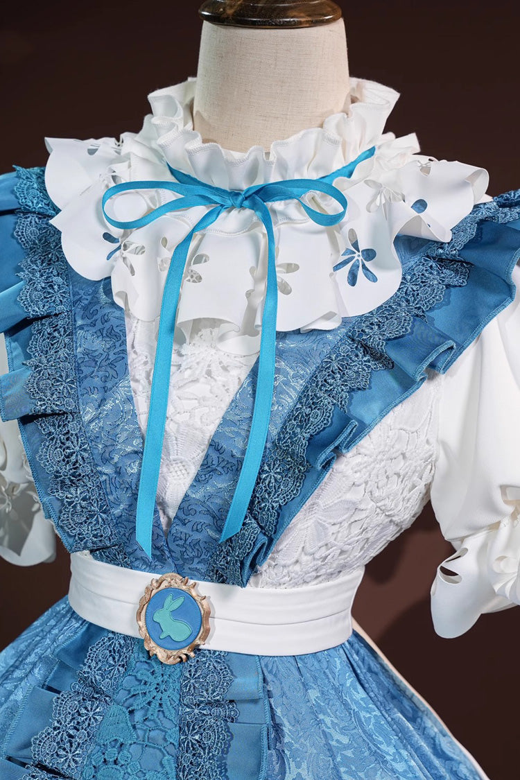 Blue Identity V Journalist Alice in Dreams Multi-Layered Ruffle Cardigan Bowknot Classic Cosplay Lolita Dress Set