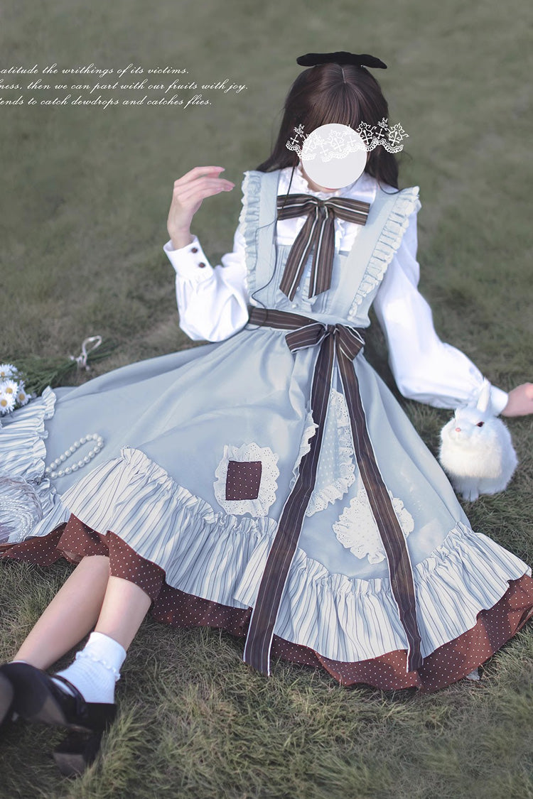 Blue/Brown Magic Vocal Club Ruffle Bowknot Sweet College Style Elegant Lolita Jsk Dress