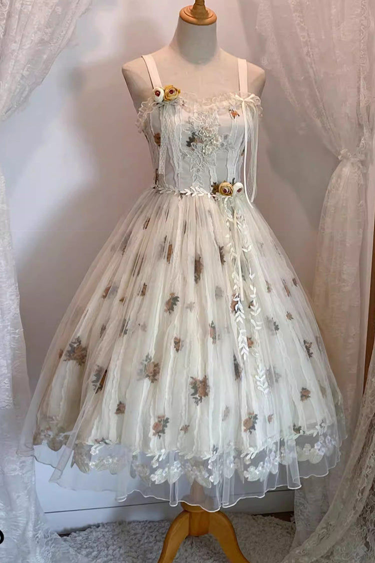 Apricot Chloris Printed Embroidered Lace Sweet Lolita Jsk Dress