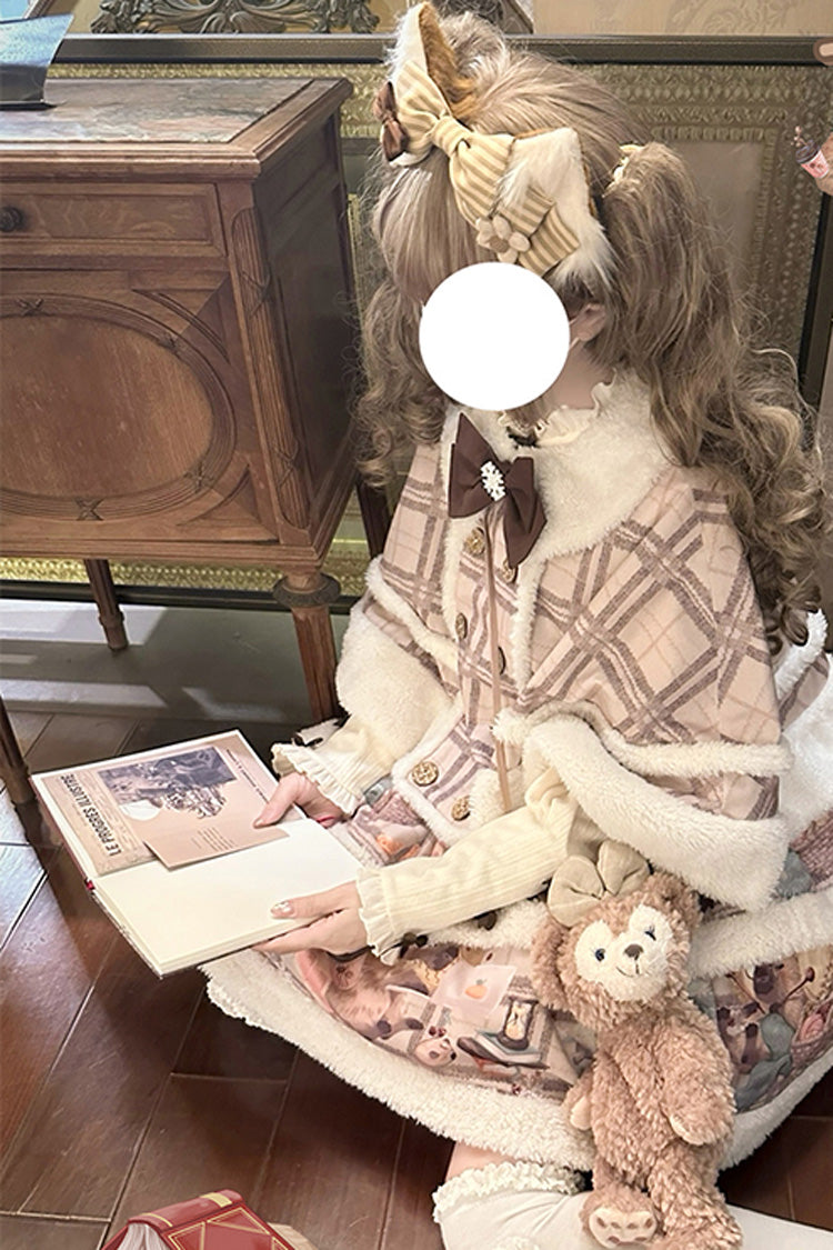 Pink/Purple Capybara Double-Layered Print Fluffy Fall Winter Sweet Lolita Jsk Dress
