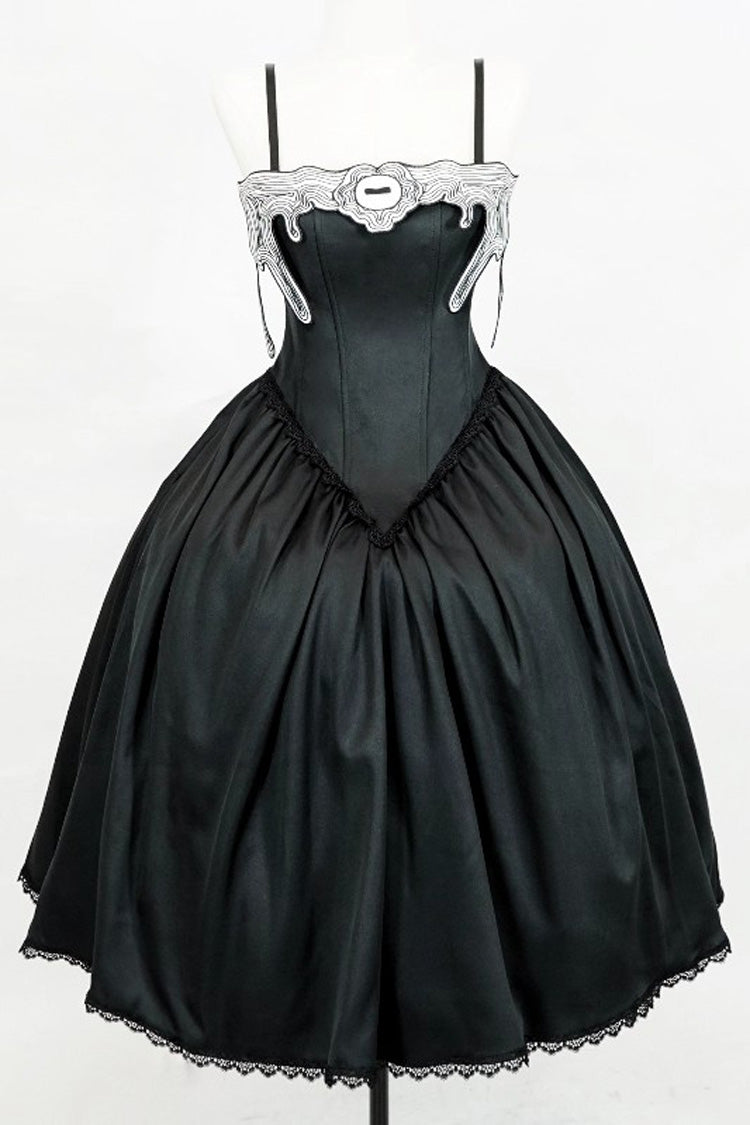Black Demon's Eye Sleeveless Ruffled Bow Gothic Lolita Dress Long Version