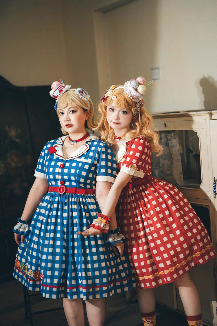 Sweetheart Cat Short Sleeves Print Embroidery Sweet Lolita Dress 3 Colors