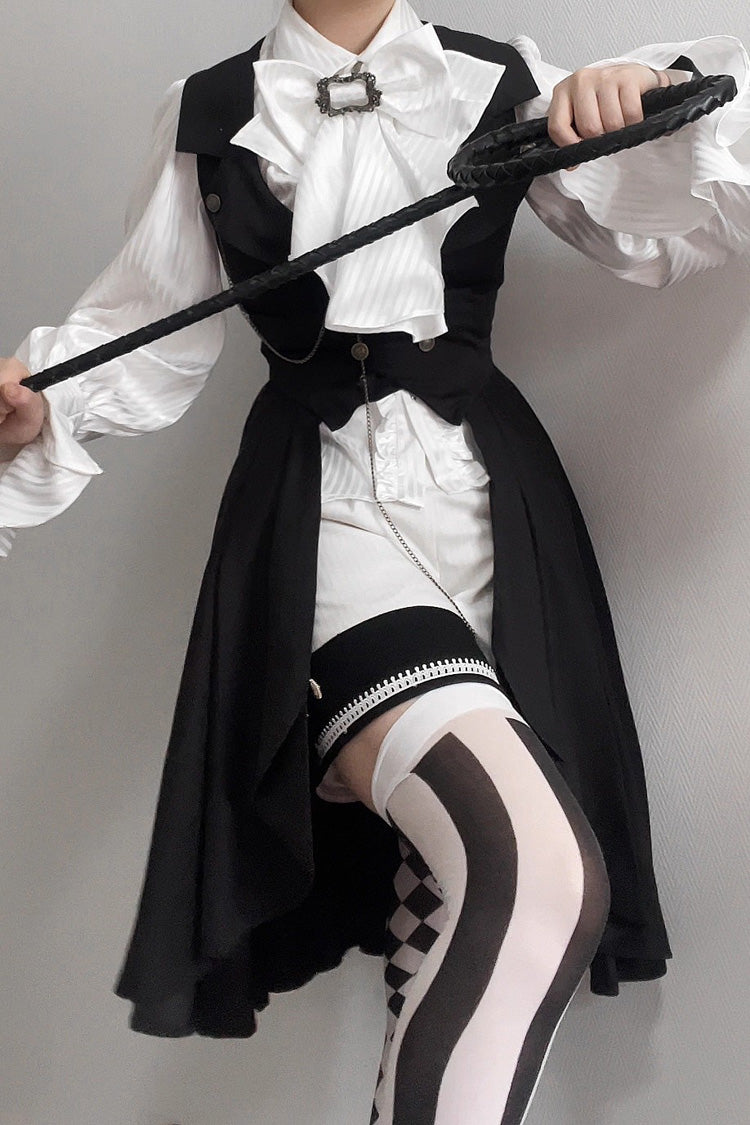 Black Moonstone Sleeveless Ruffle Ouji Gothic Prince Lolita Long Vest