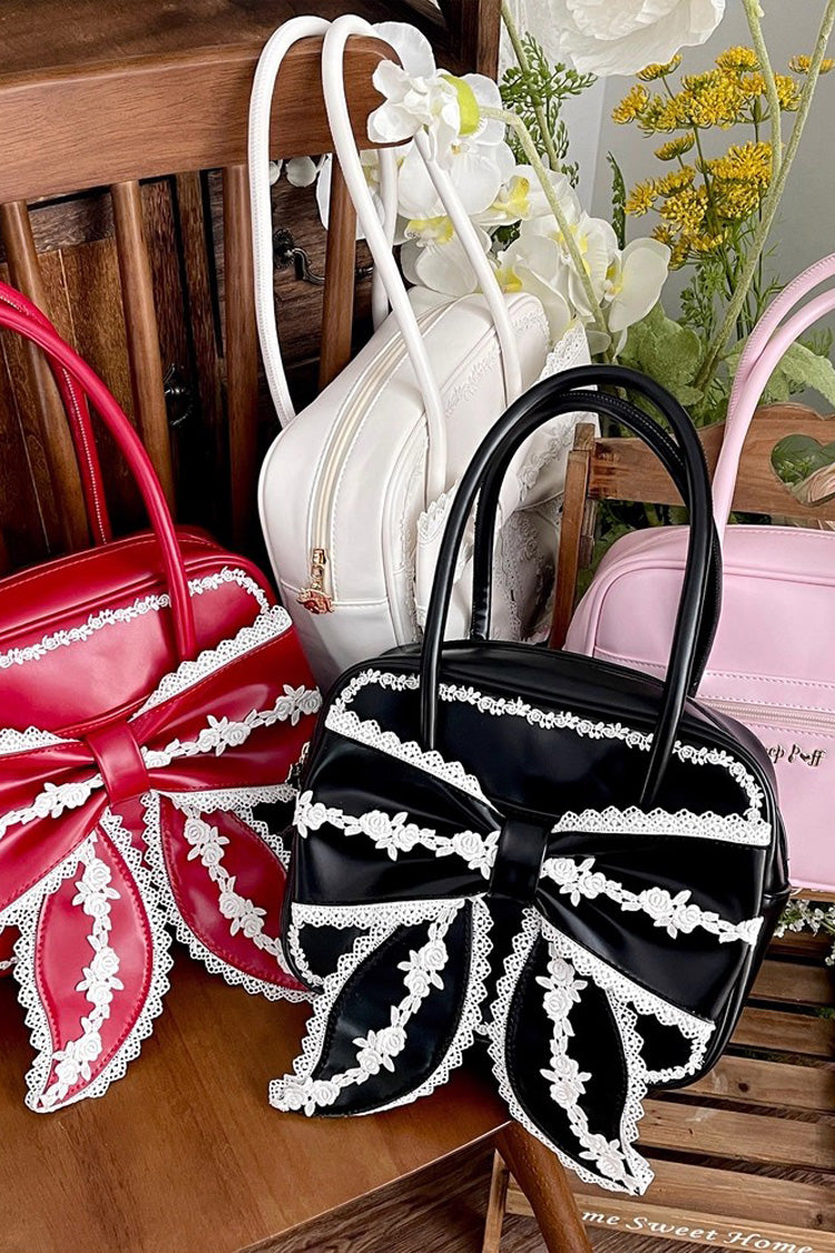 Sweet Bowknot Lace Zipper Japanese Lolita Handbag 3 Colors