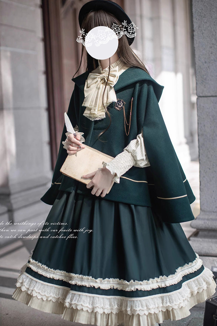 Green Artemis SP Ruffle Bowknot Lace College Style Elegant Lolita Jumper Dress