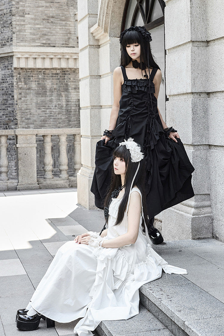 White Dream Sleeveless Ruffle Gothic Lolita Strap Dress