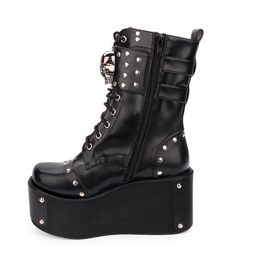 Black Skull Rivet Gothic Lolita Boots