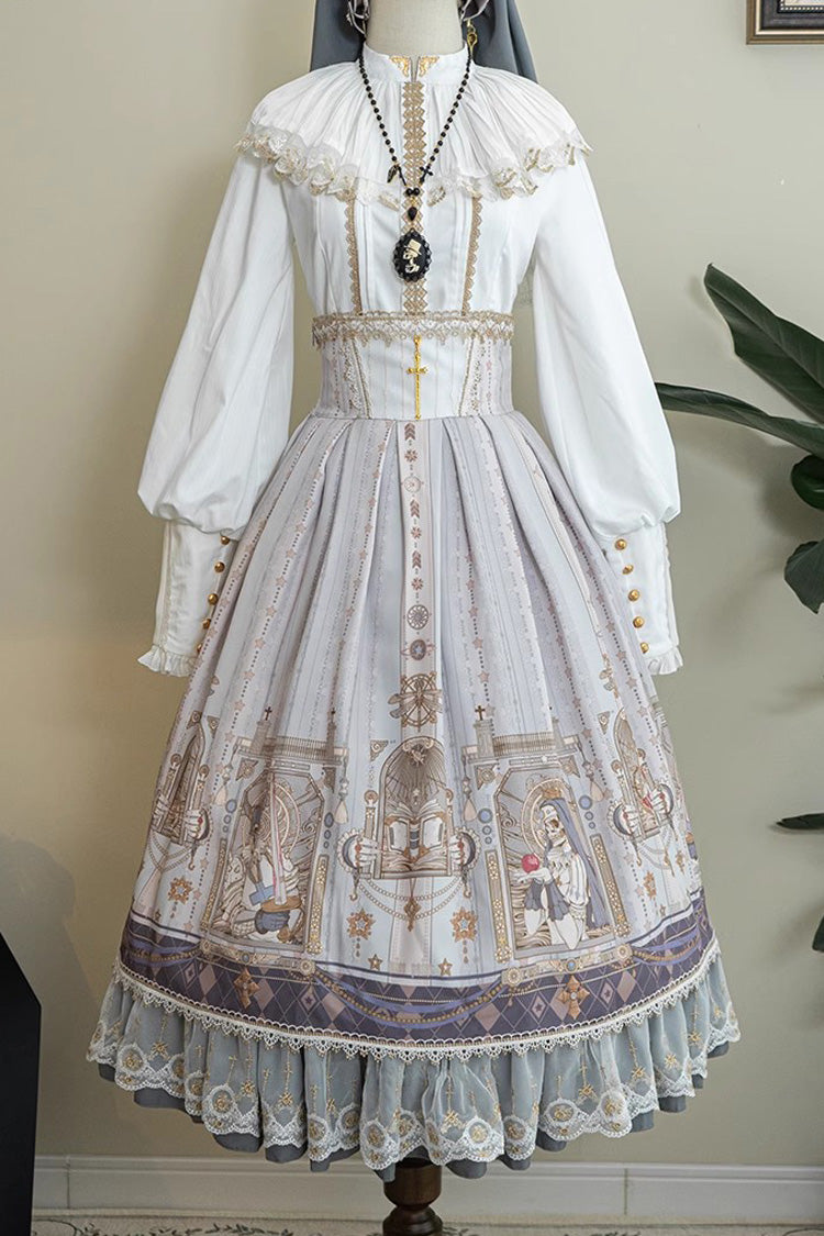 Demon Hunting Notes Print Ruffle Sweet Elegant Lolita Skirt 2 Colors
