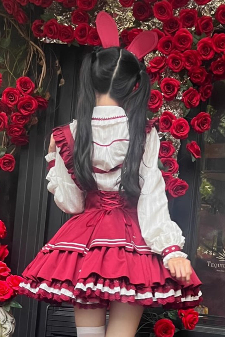 Officer Rabbit Multi-layer Ruffle Sweet Lolita Strap Dress 4 Colors