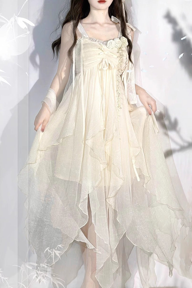 Ivory Wanderer's Song Bowknot Irregular Hem Sweet Lolita Jsk Dress