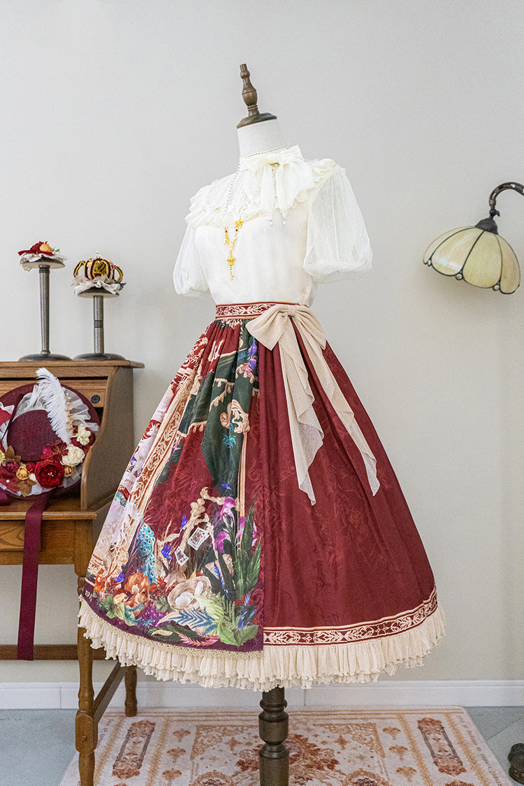 Red Kaleidoscope of Dreams Oil Print Side Cardigan Sweet Vintage Gorgeous Lolita Skirt