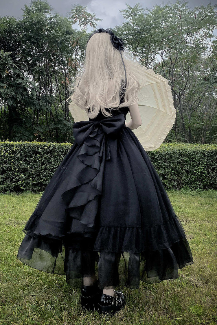 Black Moonlight Sonata Ruffle Cardigan Bowknot Lace Gothic Vintage Lolita Jsk Dress