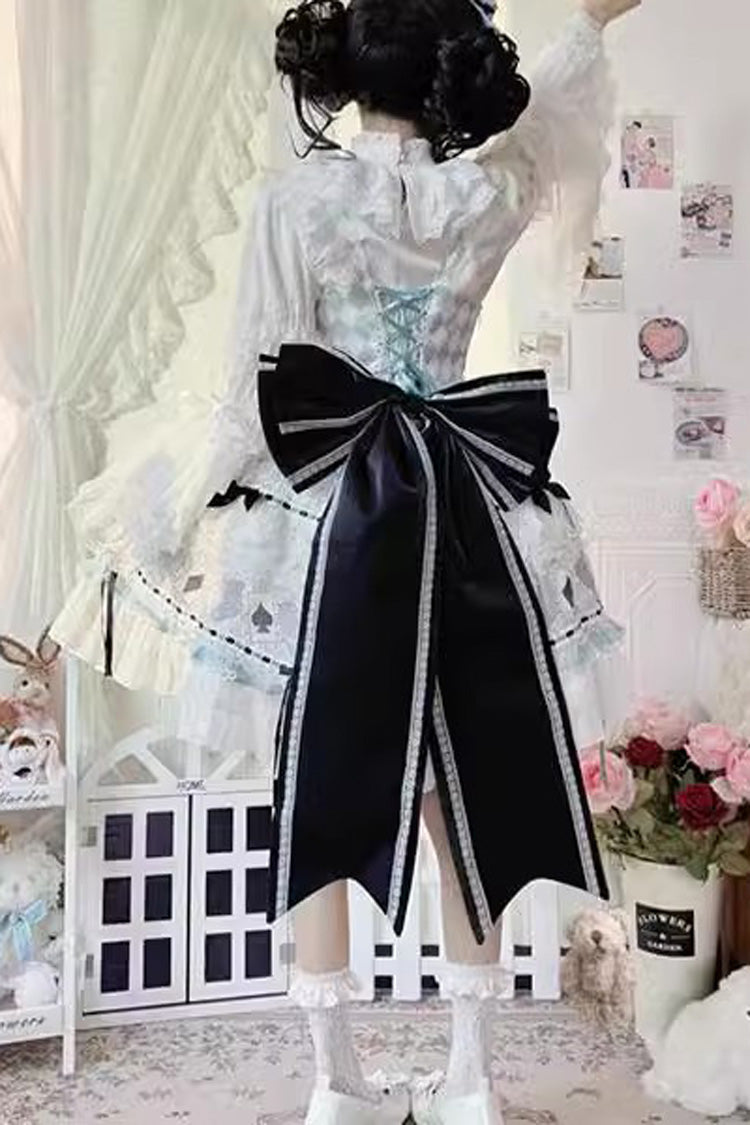 Mint Green Bamboo Overture Sleeveless Print Ruffle Bowknot Lace Sweet Lolita Dress