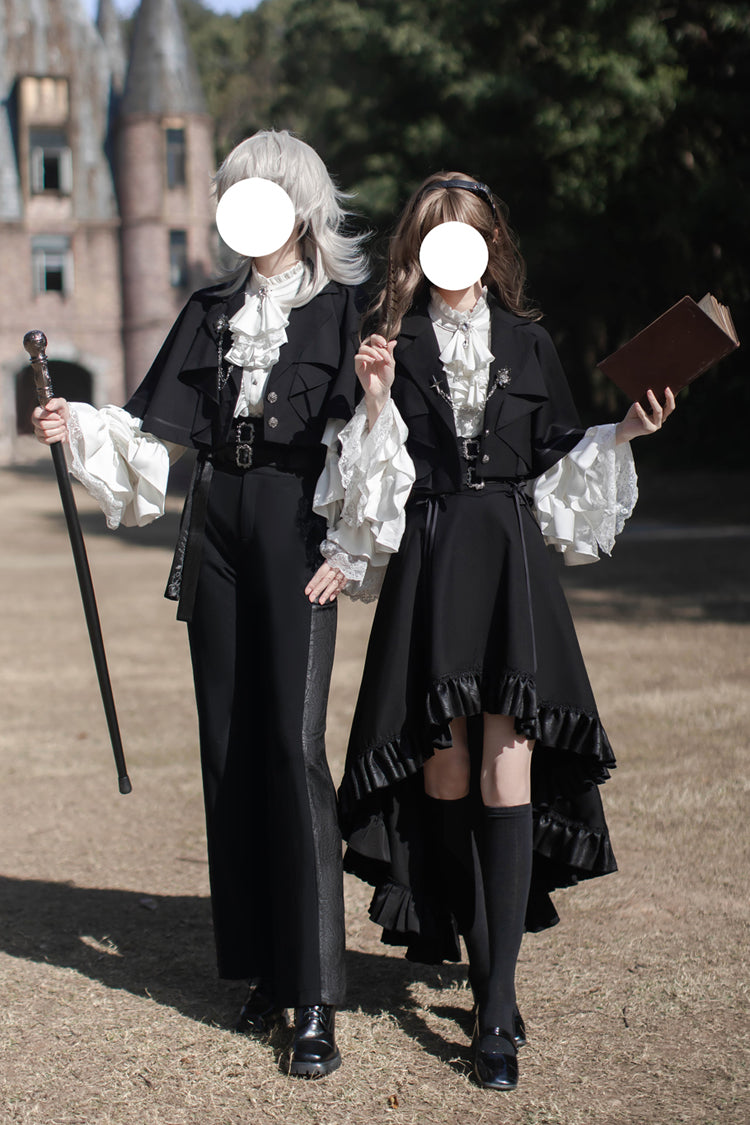 Black Day and Night Song Long Sleeves Ruffle Ouji Gothic Lolita Skirt Blouse